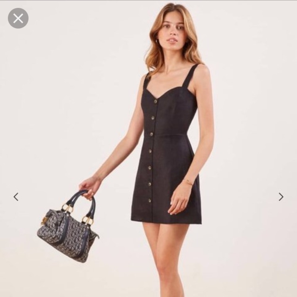 Reformation Finn Dress, Black, Size 8